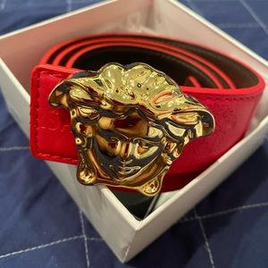 Versace red belt